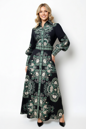 The Verde Noir Maxi Shirtdress