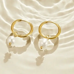Pearl Hoop- Stainless Steel Hoop Pearl