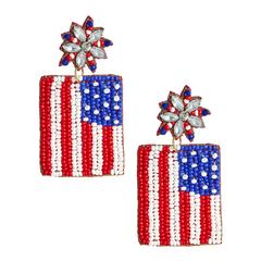 American Flag Beaded Earring