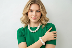 White Iris Large Resin Bead Necklace