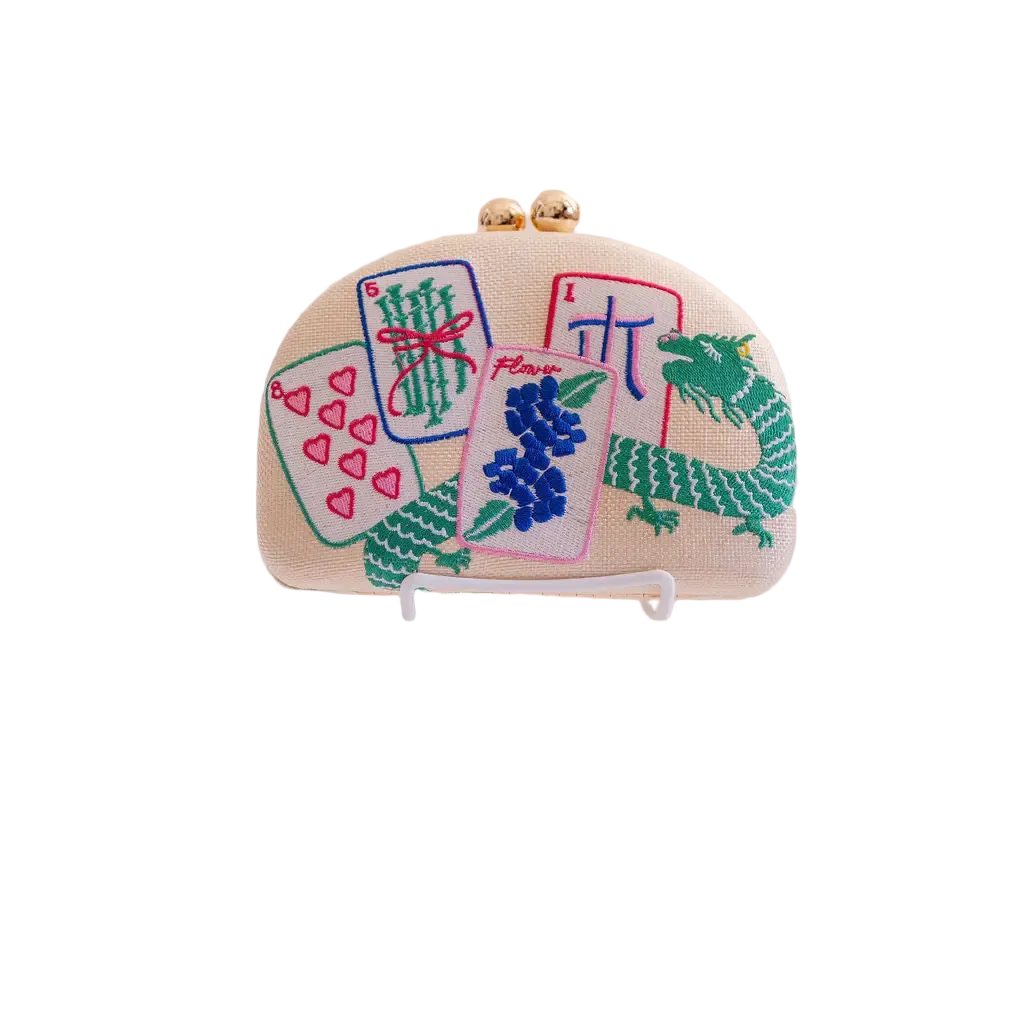 Mahjong Embroidered Clutch