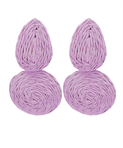 Lavender Wrapped Raffia Round & Teardrop Earrings