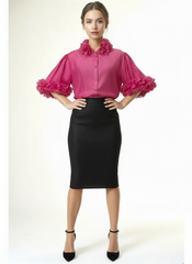 The Fuchsia Ruffle Trim Top