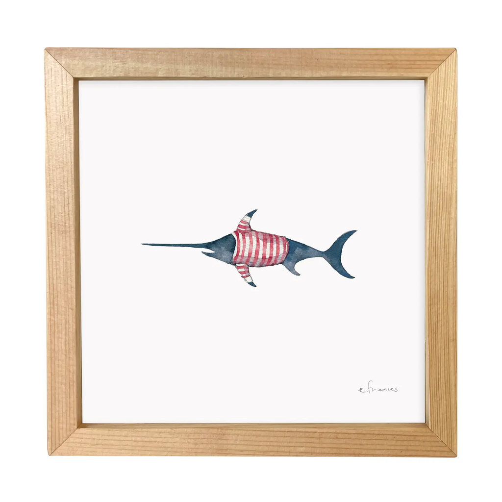 Stripey Swordfish Little Print | Framed Art Print