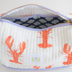 Lobster Quilted Cosmetic Pouch by Sara Fitz