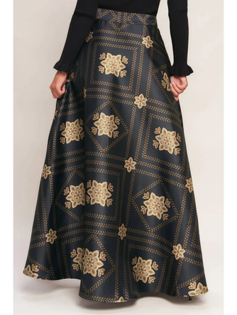 Printed Woven Maxi Circle Skirt