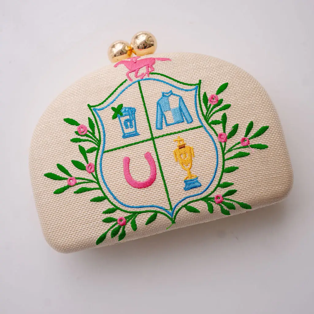 Derby Embroidered Clutch