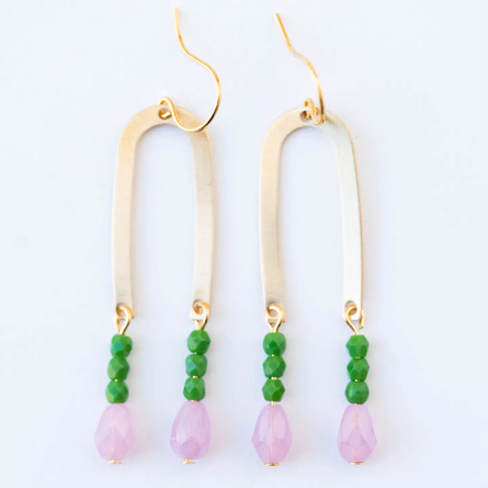 Lilac  Long Arch Beaded Earrings
