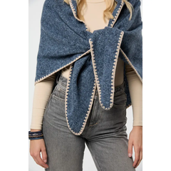 Knitted Triangle Shawl – Denim Blue