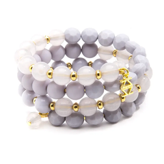 Light Grey  Matte and Glossy Beaded Bracelet