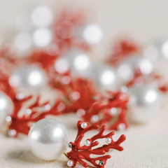 Pearl and Red Coral Mini Statement Earrings: