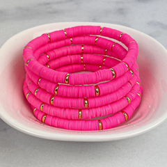 Hot Neon Pink Heishi Color Pop Bracelet