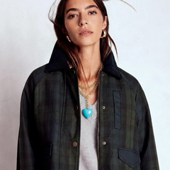 Amour Heart Pendant Necklace – Blue Enamel on Antique Gold Chain