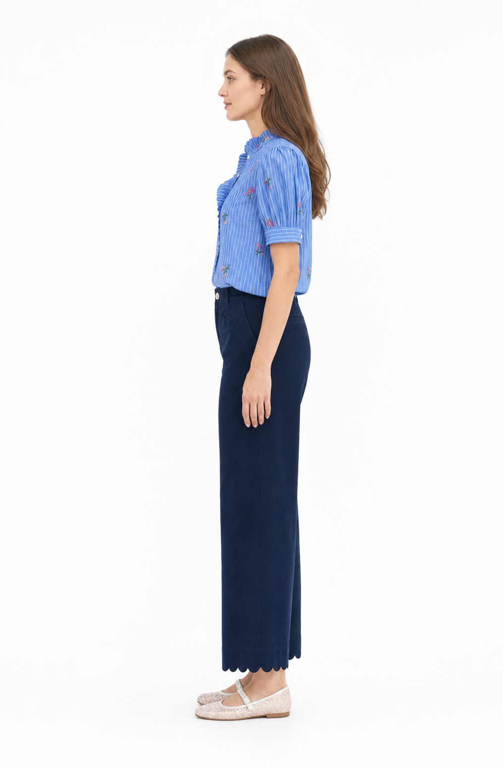 The Navy Maribel Scallop Pant