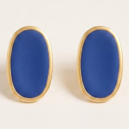 Navy Alexis Oval Enamel Post Earrings, colour swatch close-up