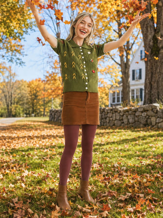 Olive Embroidered Sweater Cardigan