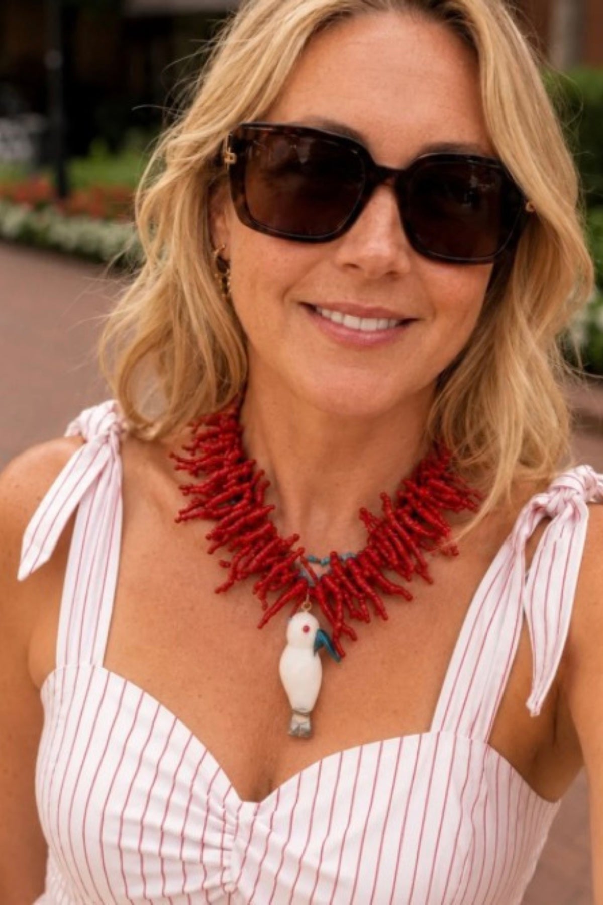 Polly Bird & Sea Statement Necklace worn