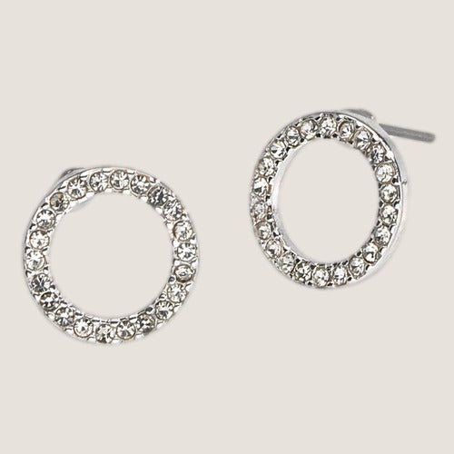 Silver Crystal Eternity Stud Earrings, colour swatch close-up