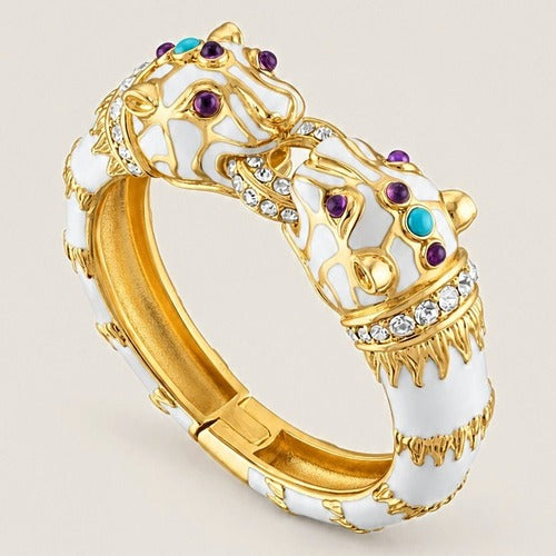 White Enamel Double Panther Bracelet, colour swatch close-up