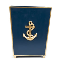 Navy Anchor Wastebasket- Vivid Hue Collection