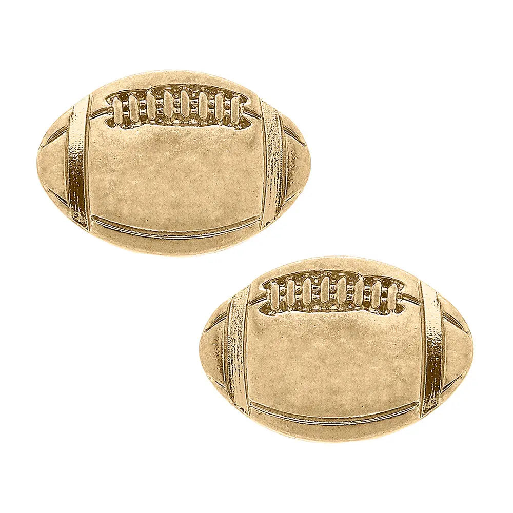 Game Day Gold Football Stud Earrings