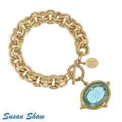 Aqua Venetian Glass Bee Bracelet