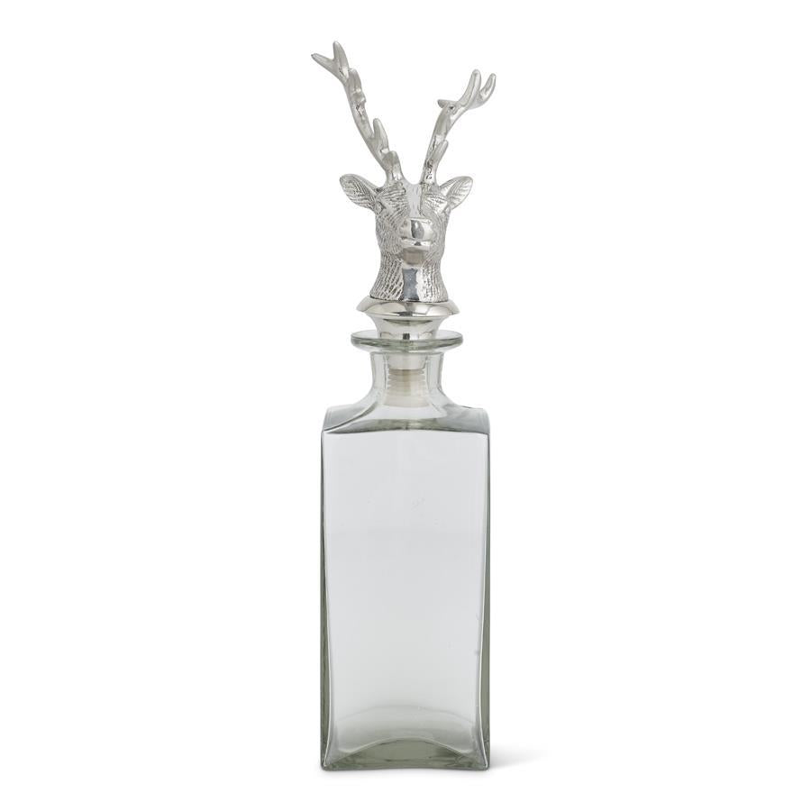 Glass Decanter with Silver Deer Head