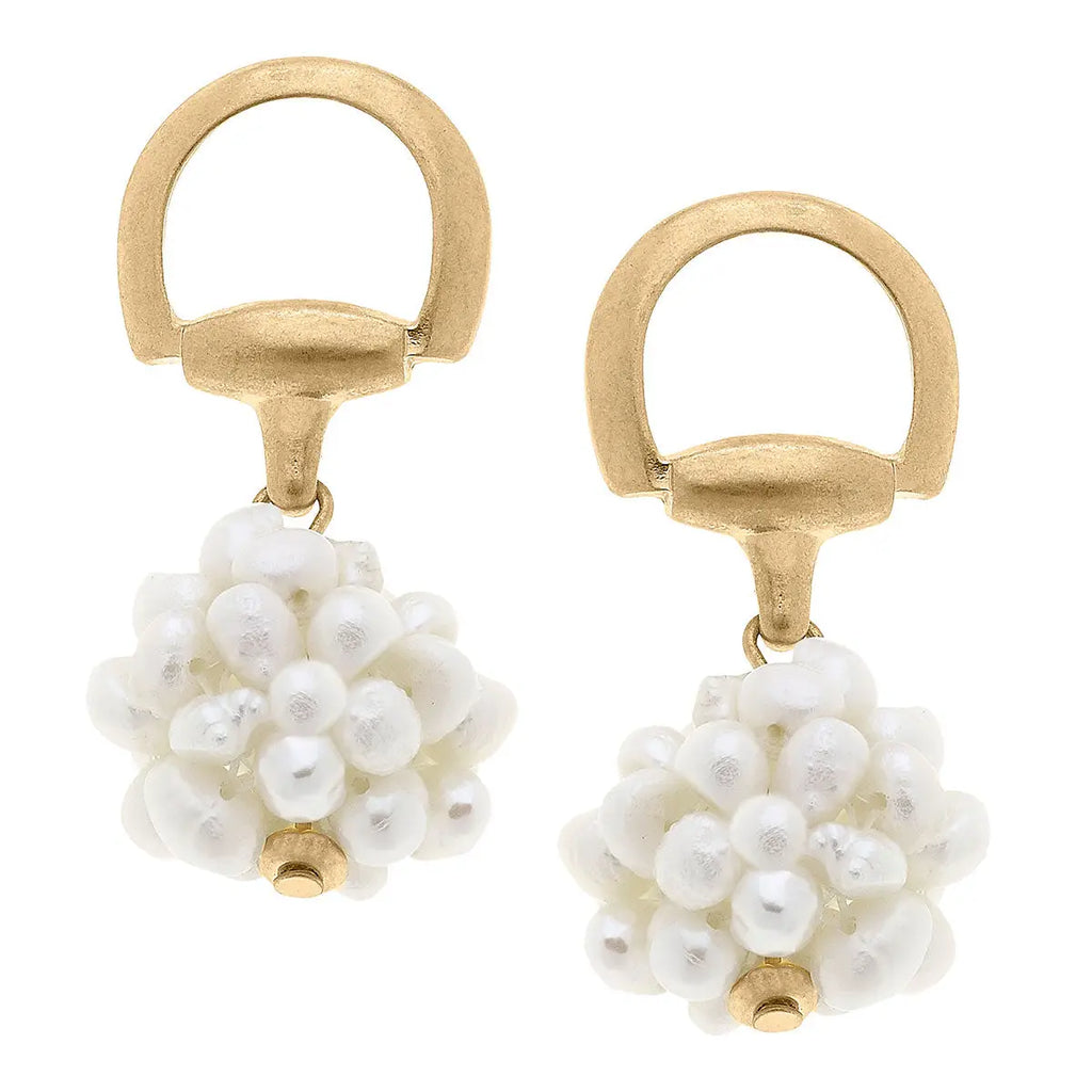 Lou Horsebit Pearl Cluster Earrings