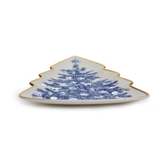 Blue and White Christmas Tree Plate