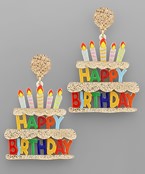 Gold Sparkle Birthday Cake Earrings
