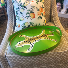 Oval Leopard Tray In Green by Dana Gibson