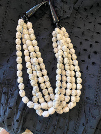 Ivory Stripe Statement Necklace (one of a kind)
