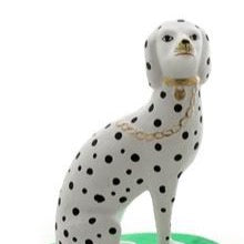 Spotted Dalmation Green Matte Paper Mache (each) 9.75" Tall