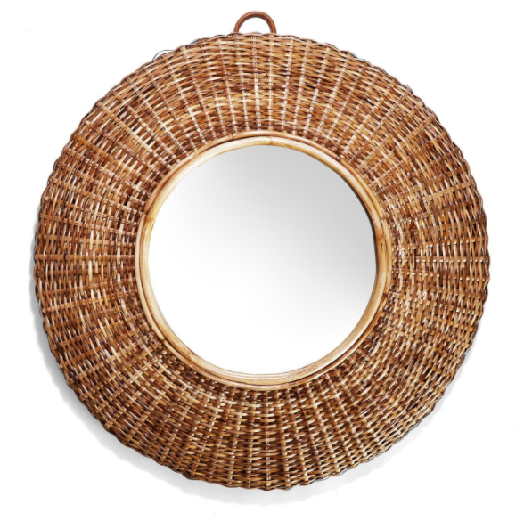 Woven Cane Hand-Crafted Wall Mirror 30"