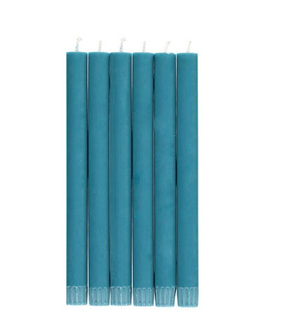 Petrol Blue Taper Dinner Candles, Pack of 6