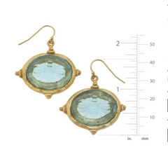 Aqua Venetian Glass Bee Earrings