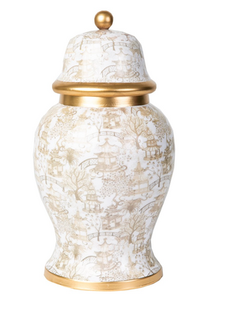 Garden Party Taupe Ginger Jar