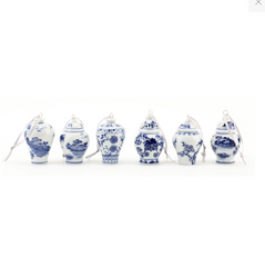 Blue & White Chinoiserie Ginger Jar 3" Ornaments, Set of 6