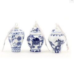 Blue & White Chinoiserie Ginger Jar 3" Ornaments, Set of 6