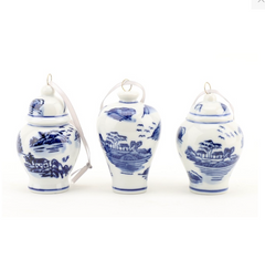 Blue & White Chinoiserie Ginger Jar 3" Ornaments, Set of 6