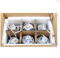 Blue & White Chinoiserie Ginger Jar 3" Ornaments, Set of 6