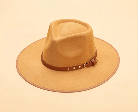 Delilah TAN Fedora Hat w/ Trim