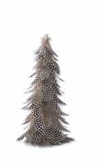 Set of 3 Black & White Speckled Wispy Feather Cone Trees