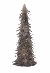 Set of 3 Black & White Speckled Wispy Feather Cone Trees