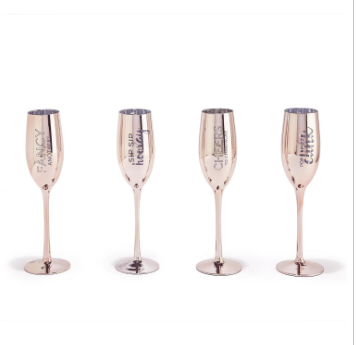 S/2 Metallic Champagne Glasses Gift Set