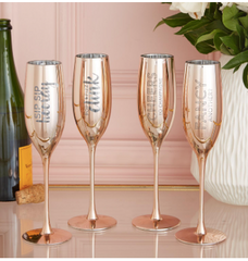 S/2 Metallic Champagne Glasses Gift Set