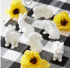 2.75 INCH ASSORTED WHITE PORCELAIN BUNNIES (6 STYLES)