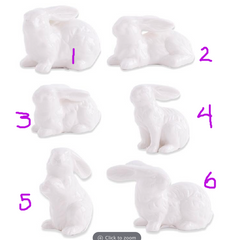 2.75 INCH ASSORTED WHITE PORCELAIN BUNNIES (6 STYLES)