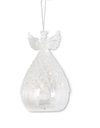 LED Angel Ornament with Lattice Glass Beads