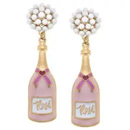 Rose Bottle Pearl Cluster Earrings